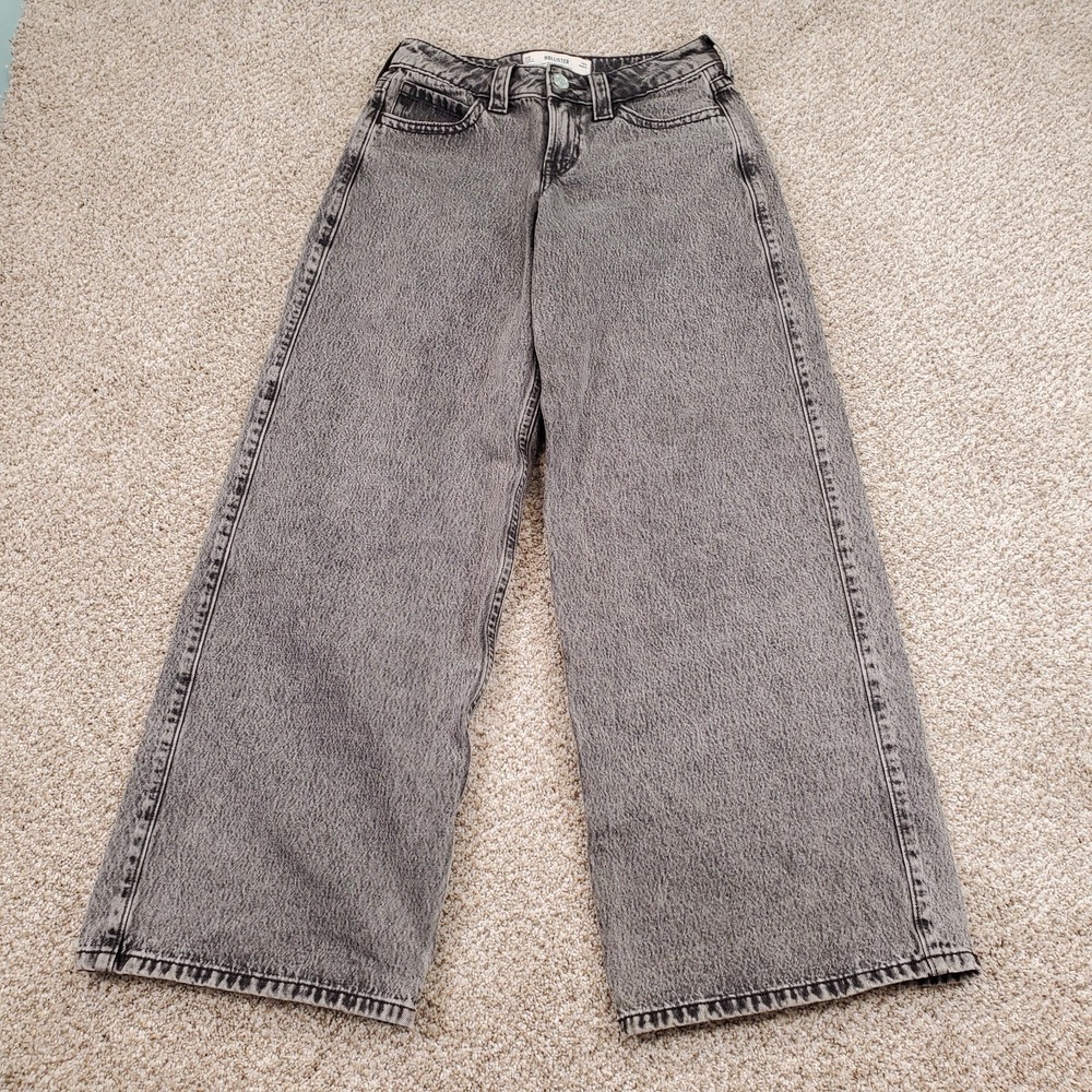 Hollister Jeans Womens 00R W24 Gray Low‎ Rise Super Baggy Wide Leg Grunge